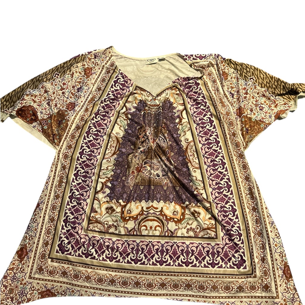 Cato Colorful Patterned Kaftan Top Ptp 22 L 28
